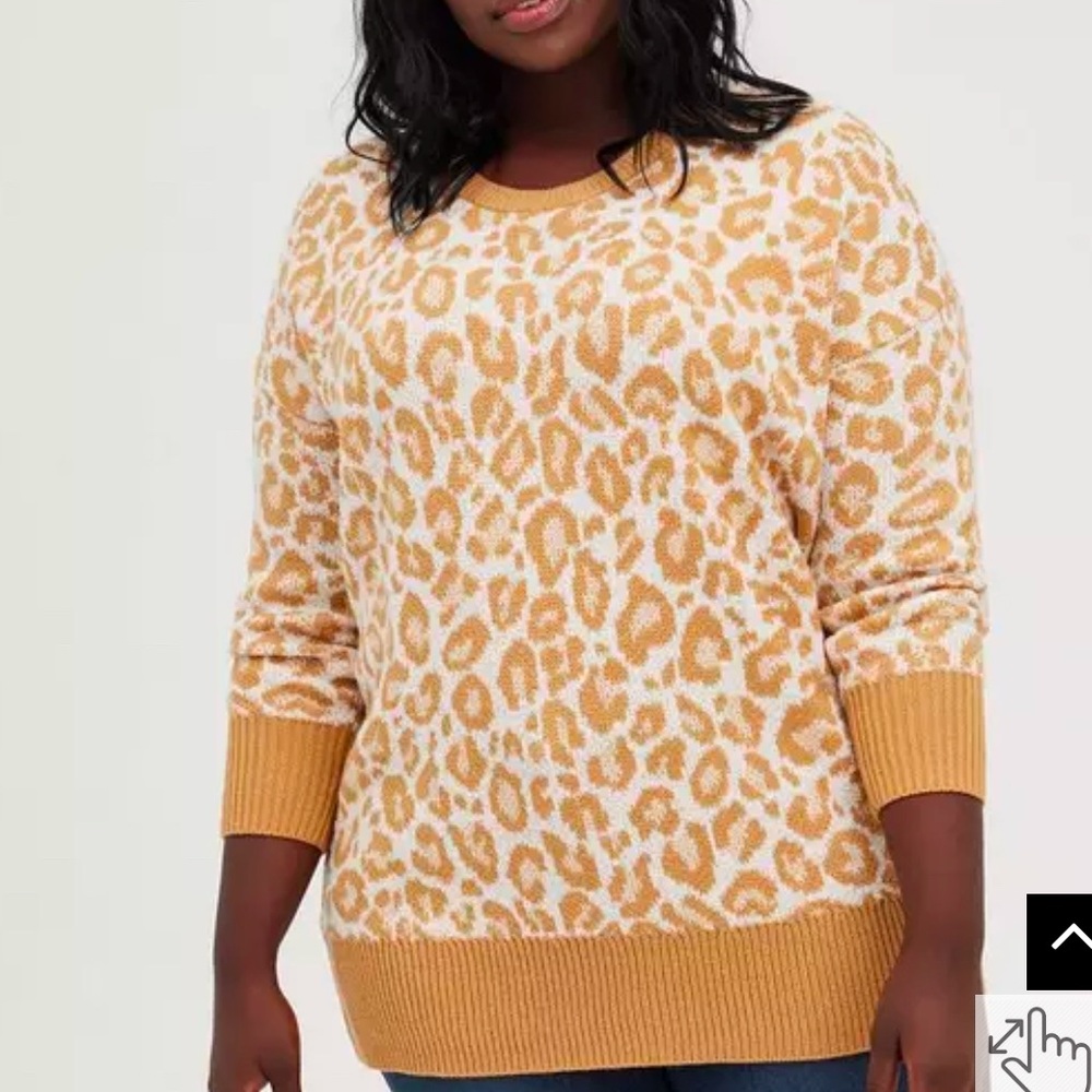 Drop Shoulder Sweater - Popcorn Leopard
